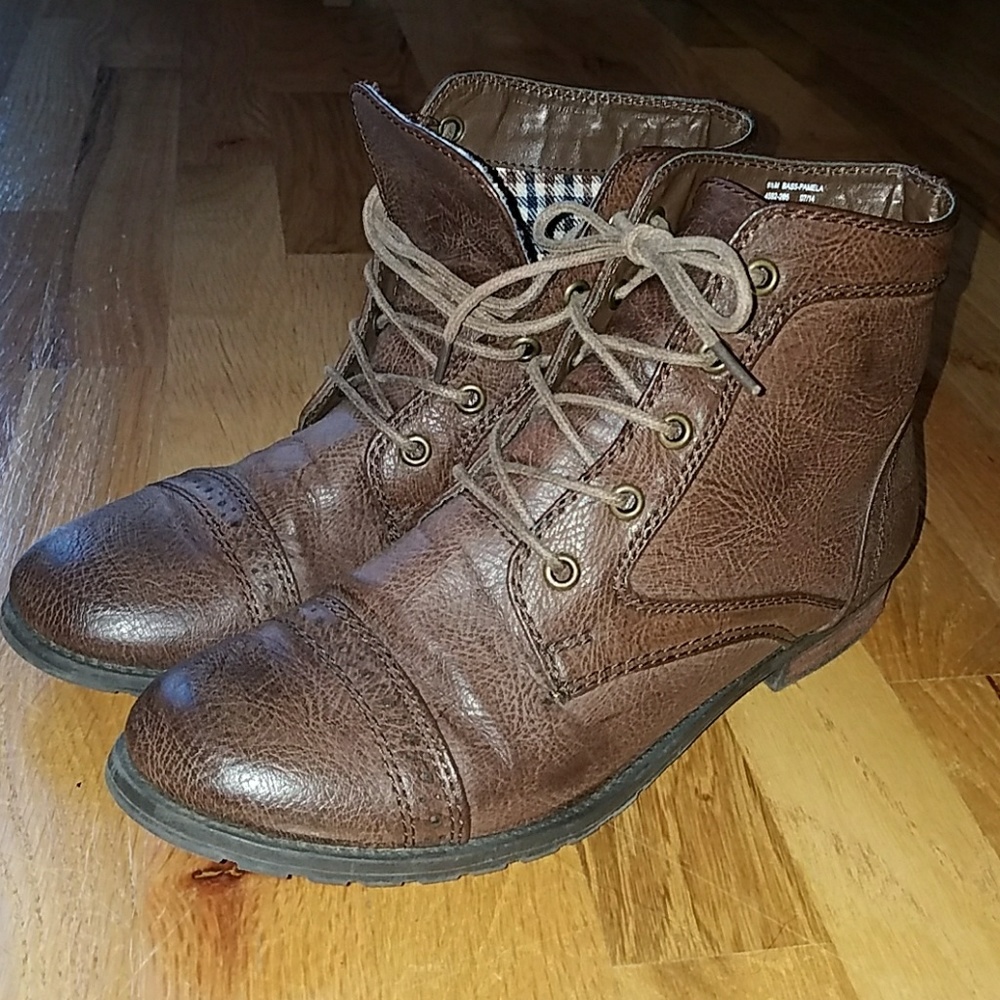 Short brown combat boots